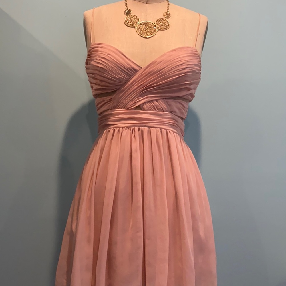 Chic blush pink chiffon dress